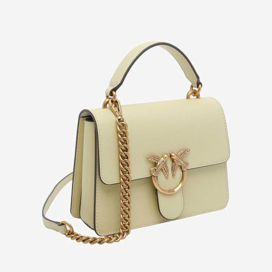 Pinko Calfskin Leather Shoulder Bag — Yellow