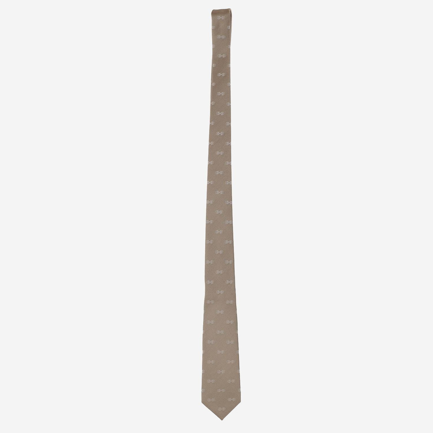 Gucci Silk Morsetto Print Necktie — Beige Neckties