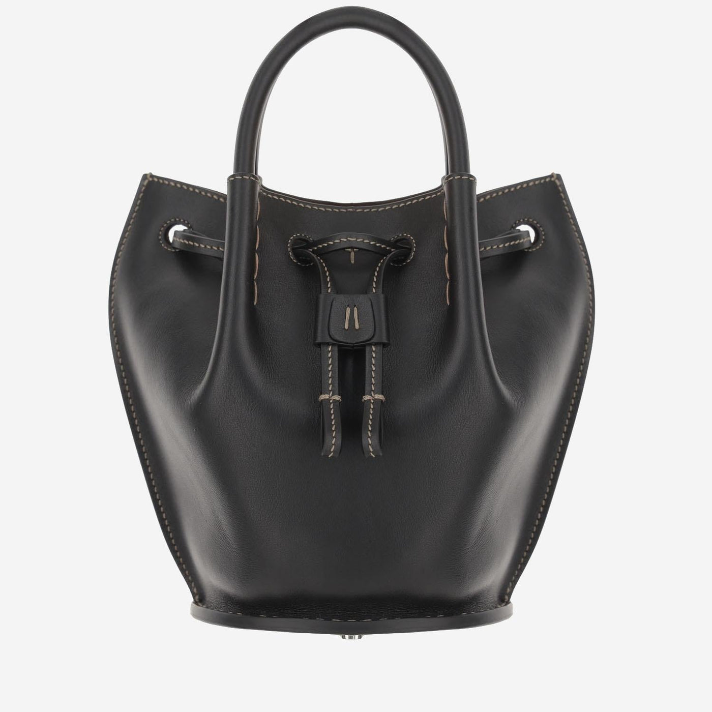 Tods Calfskin Leather Bucket Bag — Black