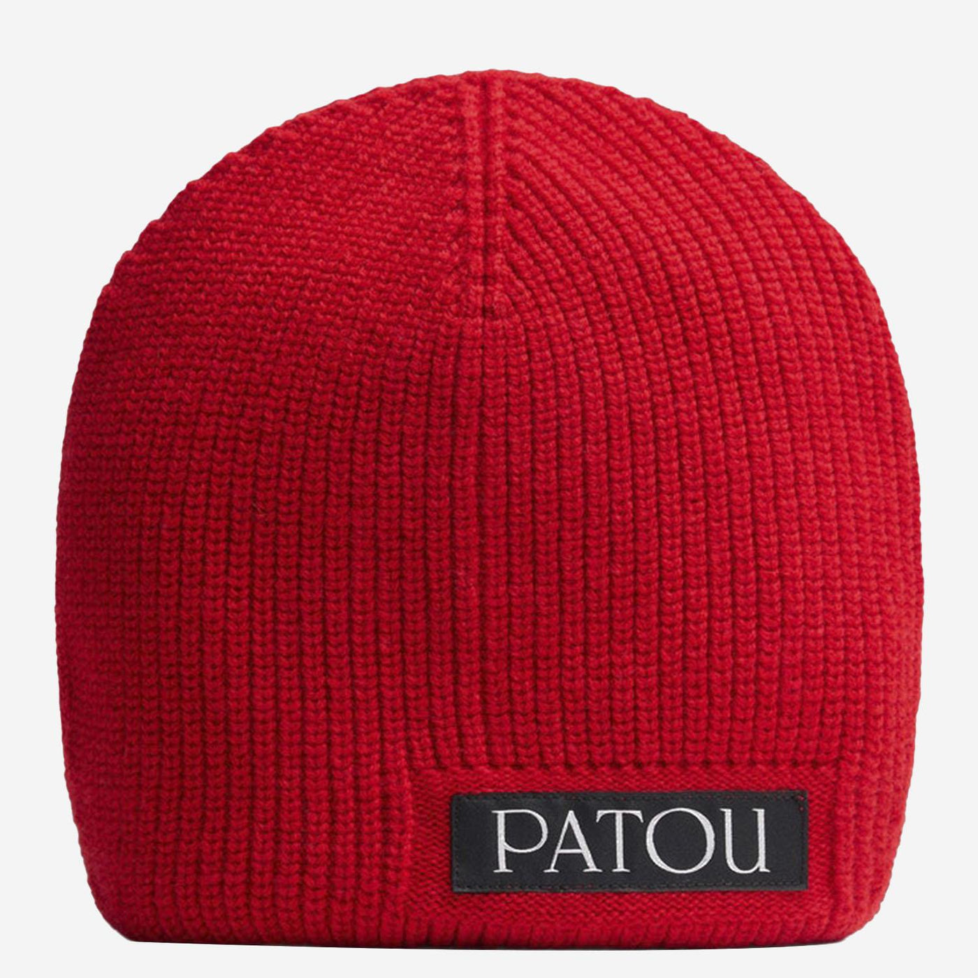 Patou Ac1028041 Stretch Wool Blend Ribbed Knit Beanie — Red Beanies
