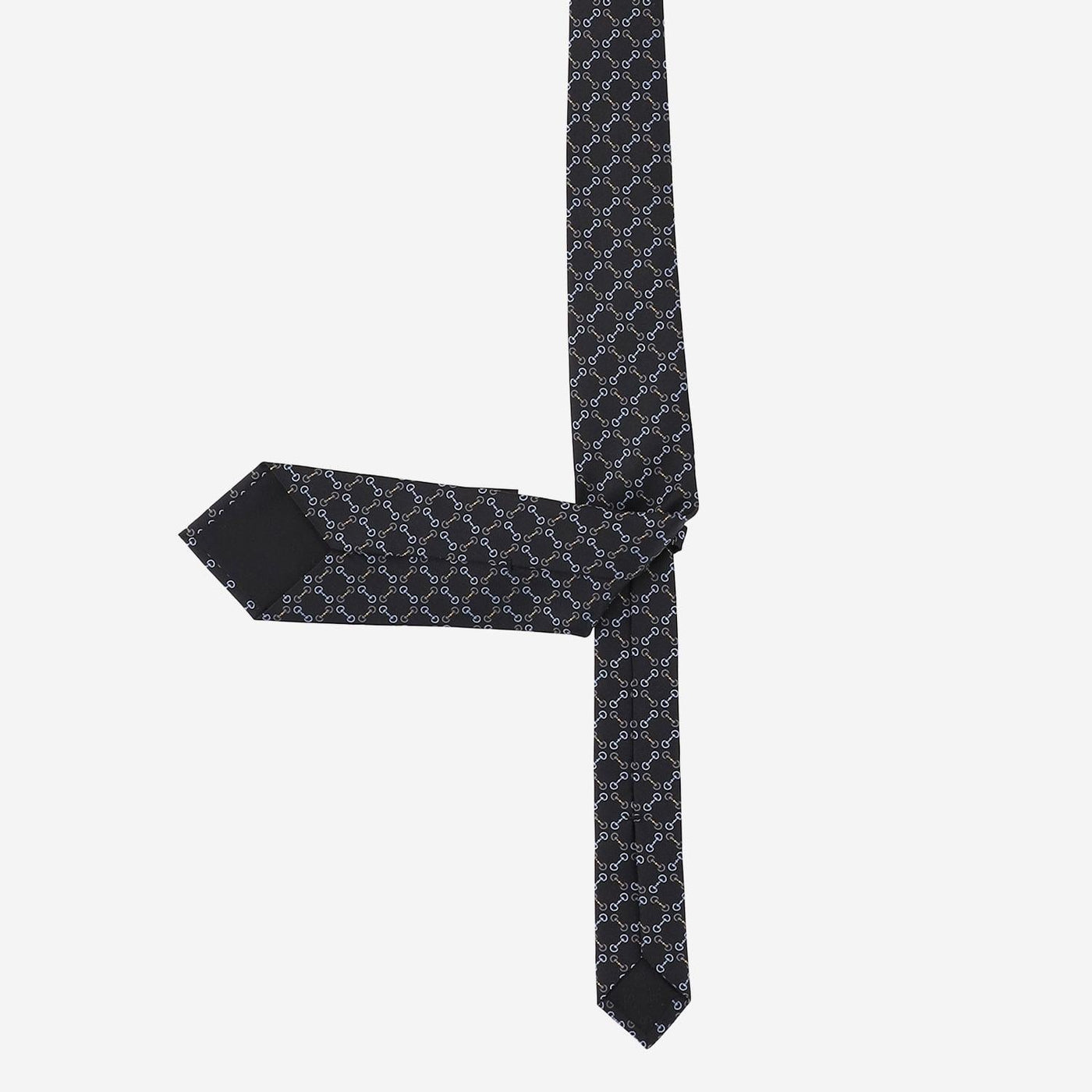 Gucci Jacquard Silk Morsetto Print Necktie — Black Neckties