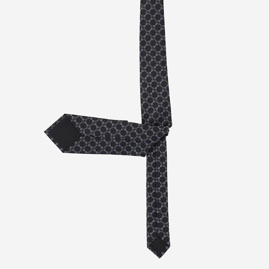 Gucci Jacquard Silk Morsetto Print Necktie — Black Neckties