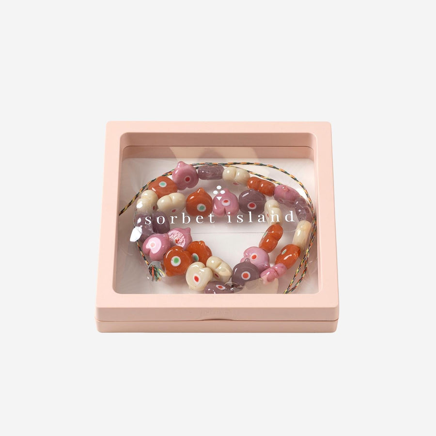 Sorbet Island Heart-Shaped Glass Beads Necklace — Multicolor Glass/textile Necklaces