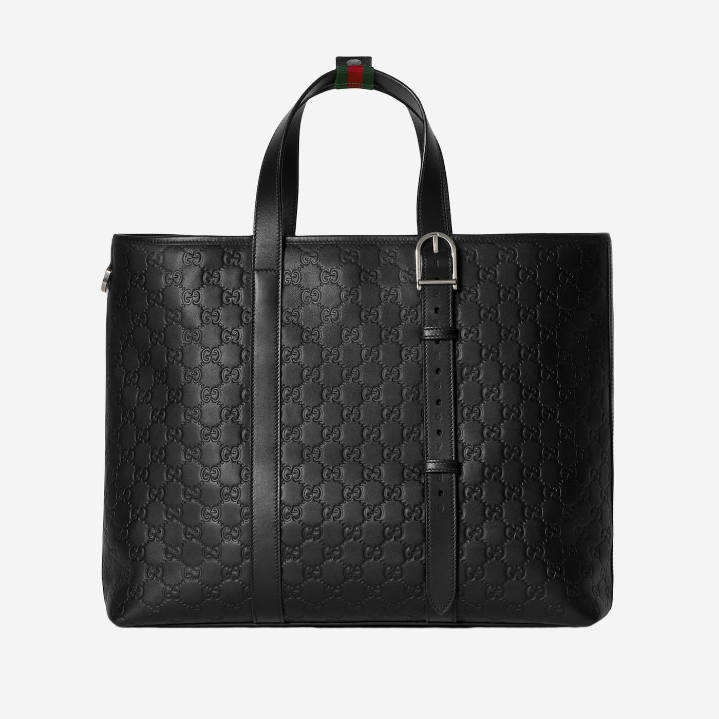 Gucci Gg Embossed Leather Tote Bag — Black