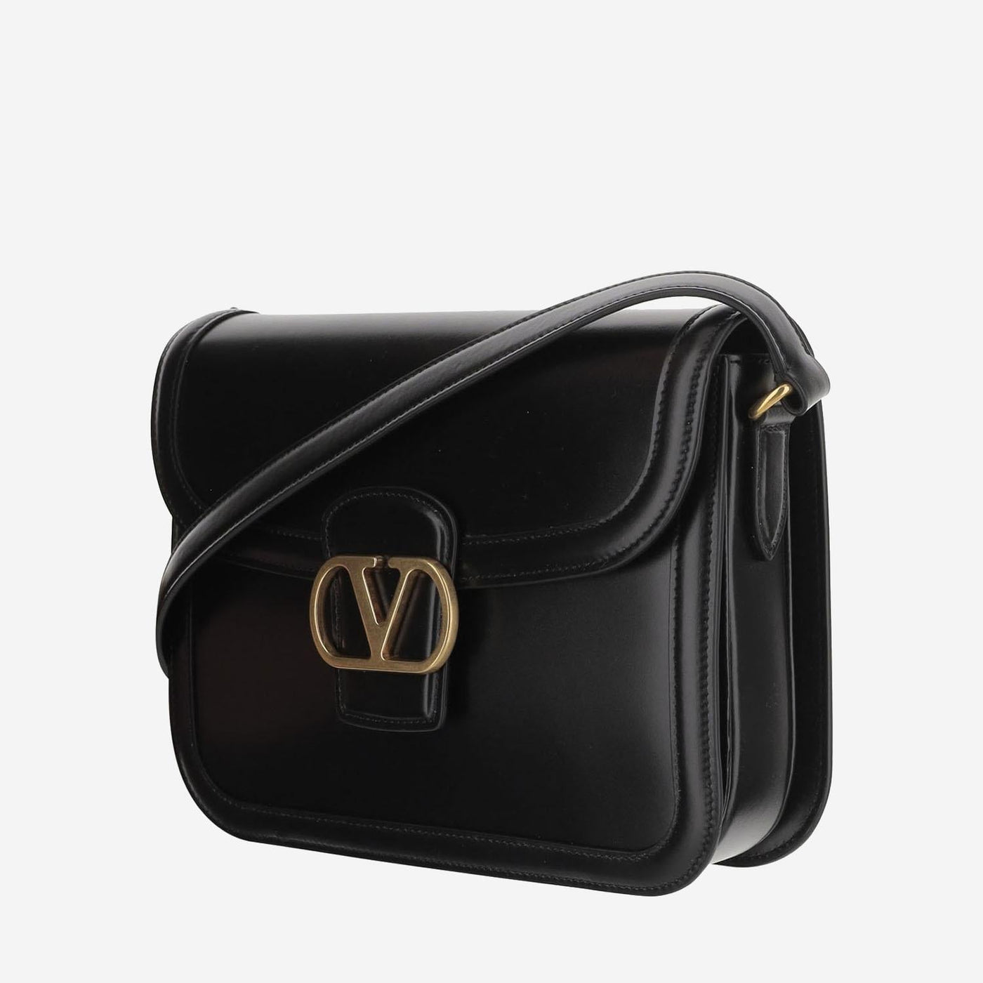 Valentino Garavani Vlogo Shoulder Bag — Black Calfskin