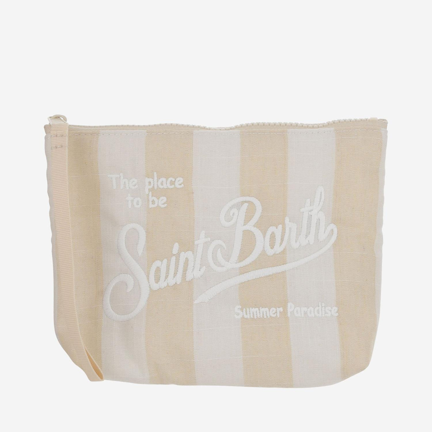Mc2 Saint Barth Striped Canvas Clutch — Beige Polyester