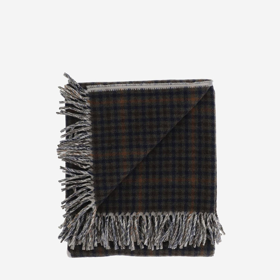 Autry Wool Check Blanket Scarf — Brown Scarfs