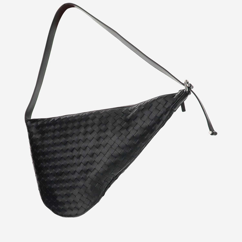 Bottega Veneta Virgule Shoulder Bag — Black Calfskin