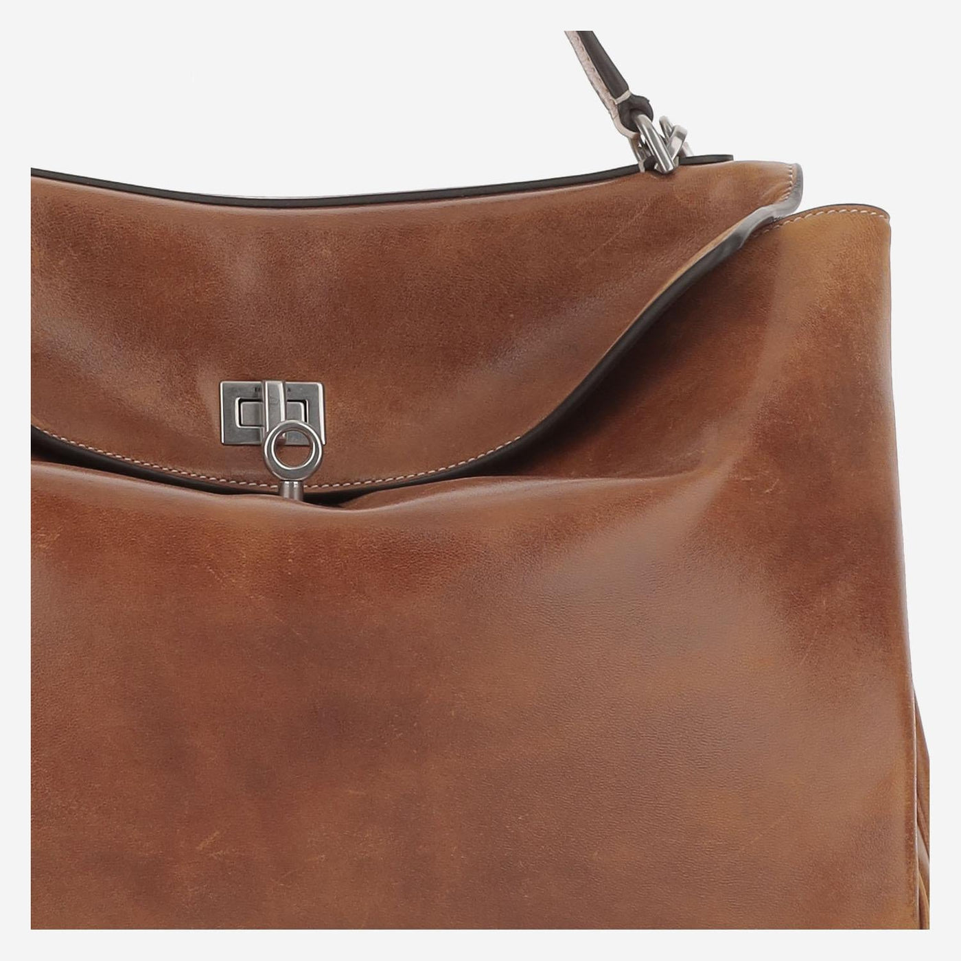 Balenciaga Rodeo Piccola Shoulder Bag — Brown Domesticated Lamb Leather