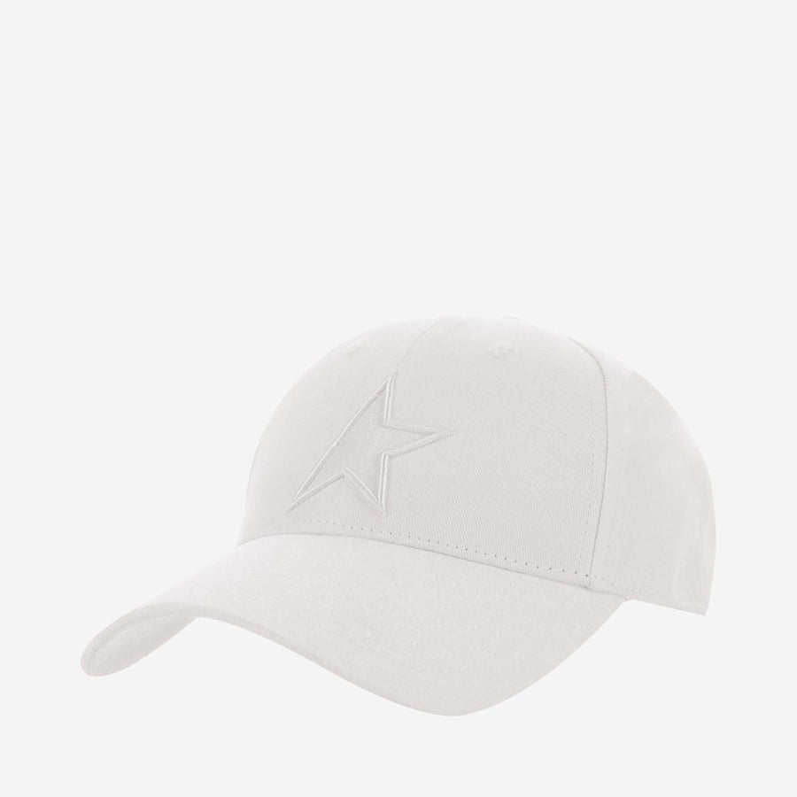 Golden Goose Gup01038 Embroidered Star Cotton Baseball Cap — White Caps