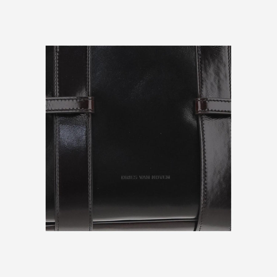 Dries Van Noten Glossy Leather Shoulder Bag — Brown