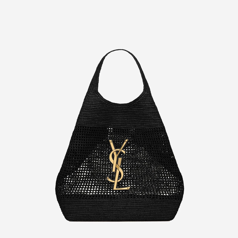 Saint Laurent Icare Tote Bag — Black Raffia
