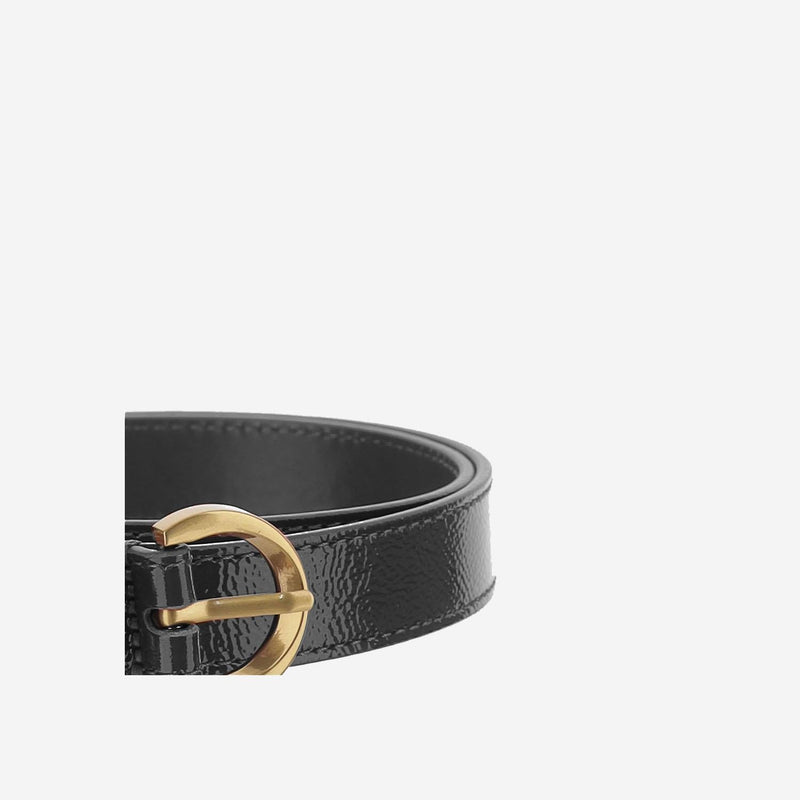 Pinko Logo Leather Belt — Black