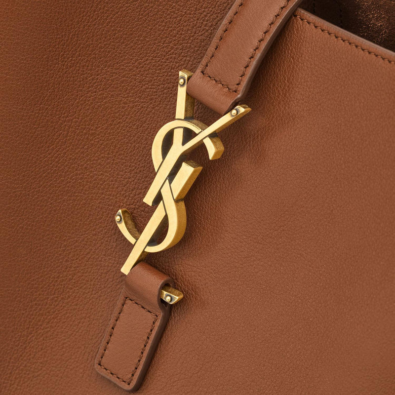 Saint Laurent Hammered Leather Shoulder Bag — Brown