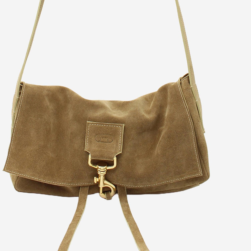 Radica Studio Suede Shoulder Bag — Beige