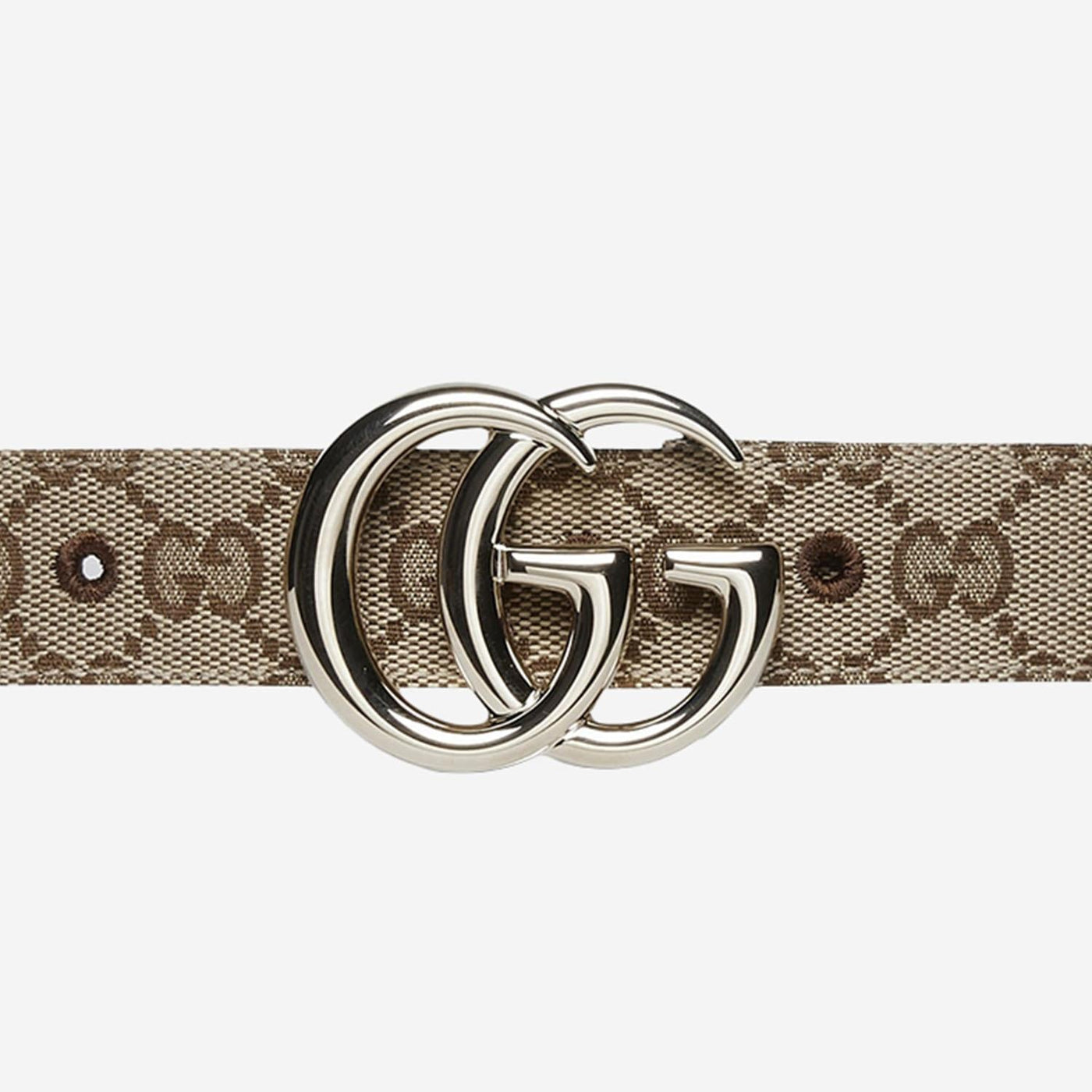 Gucci Double G Logo Belt — Beige Polyester