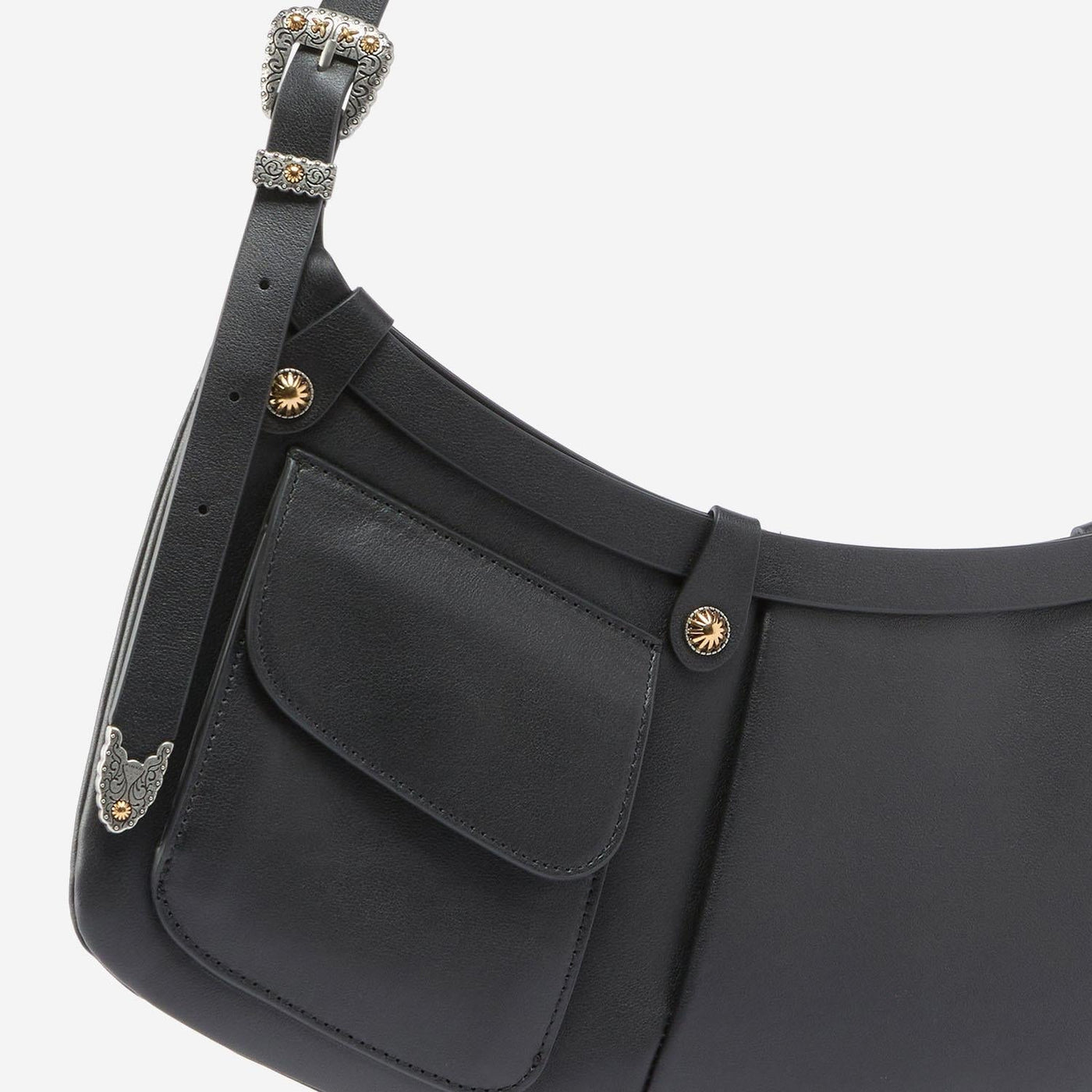 Pinko Leather Pocket Body Shoulder Bag — Black