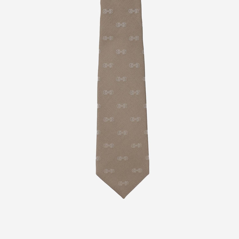 Gucci Silk Morsetto Print Necktie — Beige Neckties