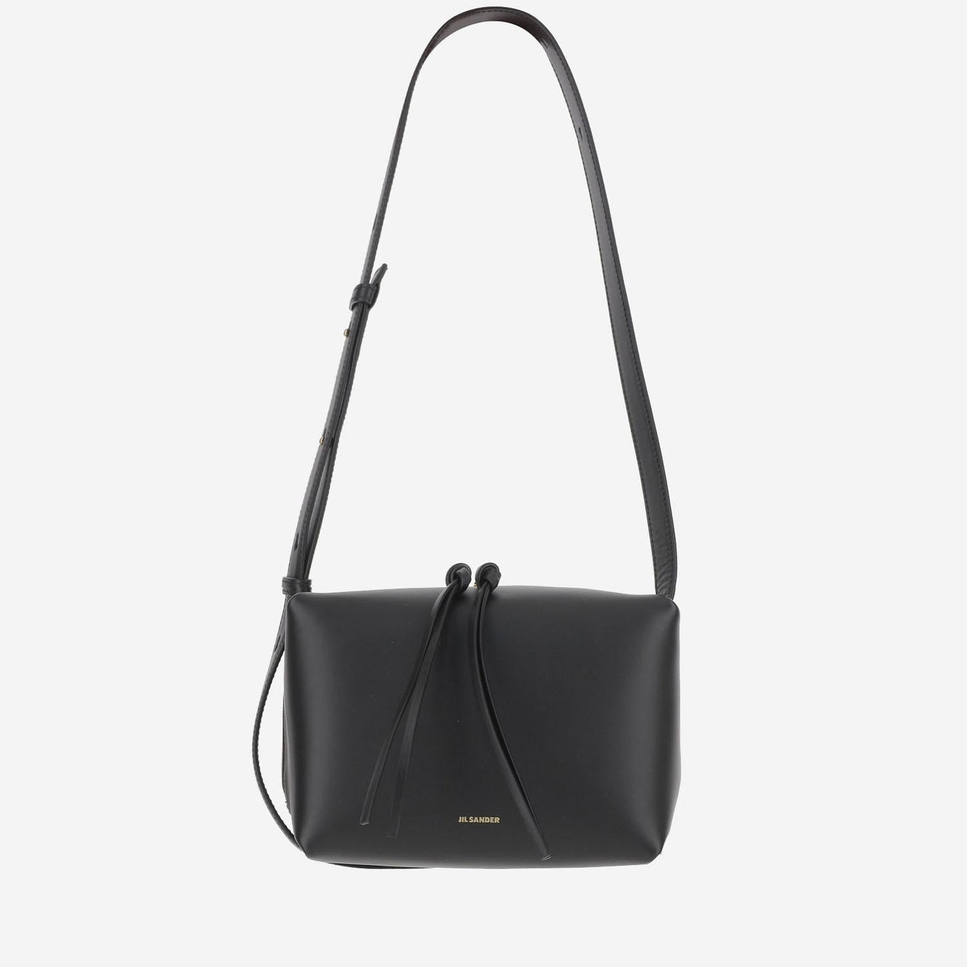 Jil Sander Logo-Embellished Calf Leather Shoulder Bag — Black
