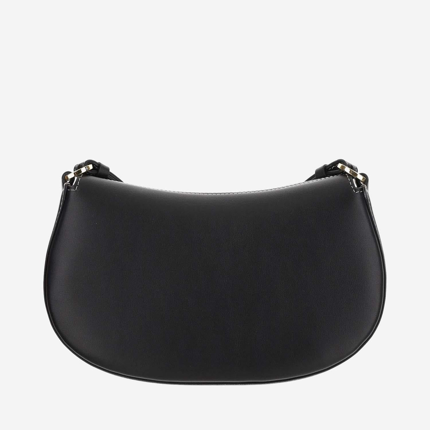 Valentino Garavani Ohval Shoulder Bag — Black Calf Leather