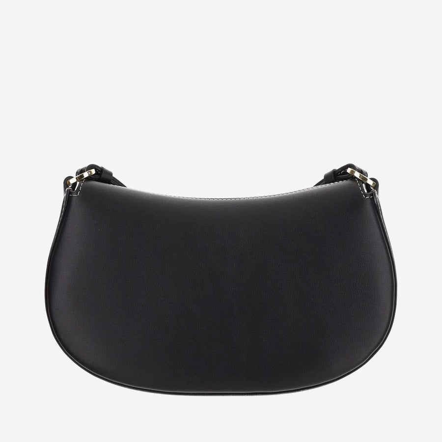 Valentino Garavani Ohval Shoulder Bag — Black Calf Leather