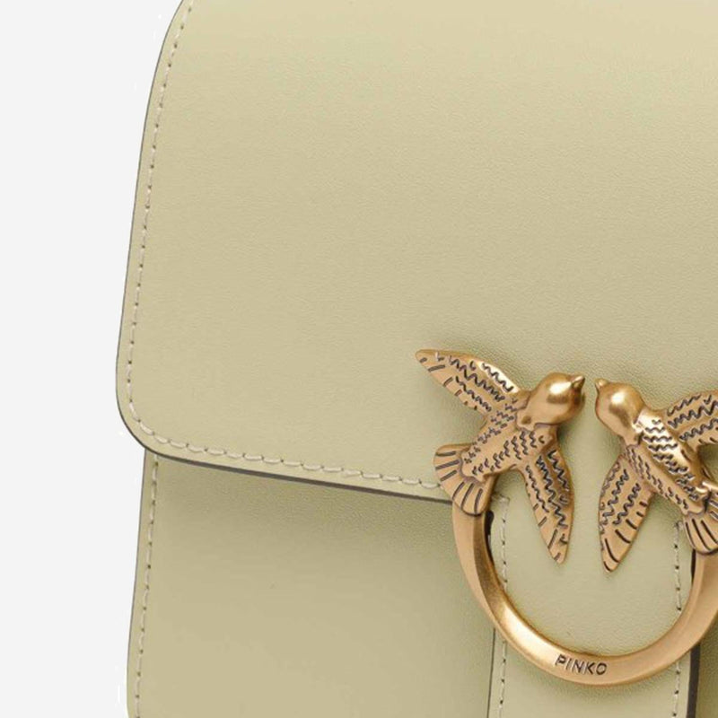 Pinko Calfskin Leather Shoulder Bag — Yellow