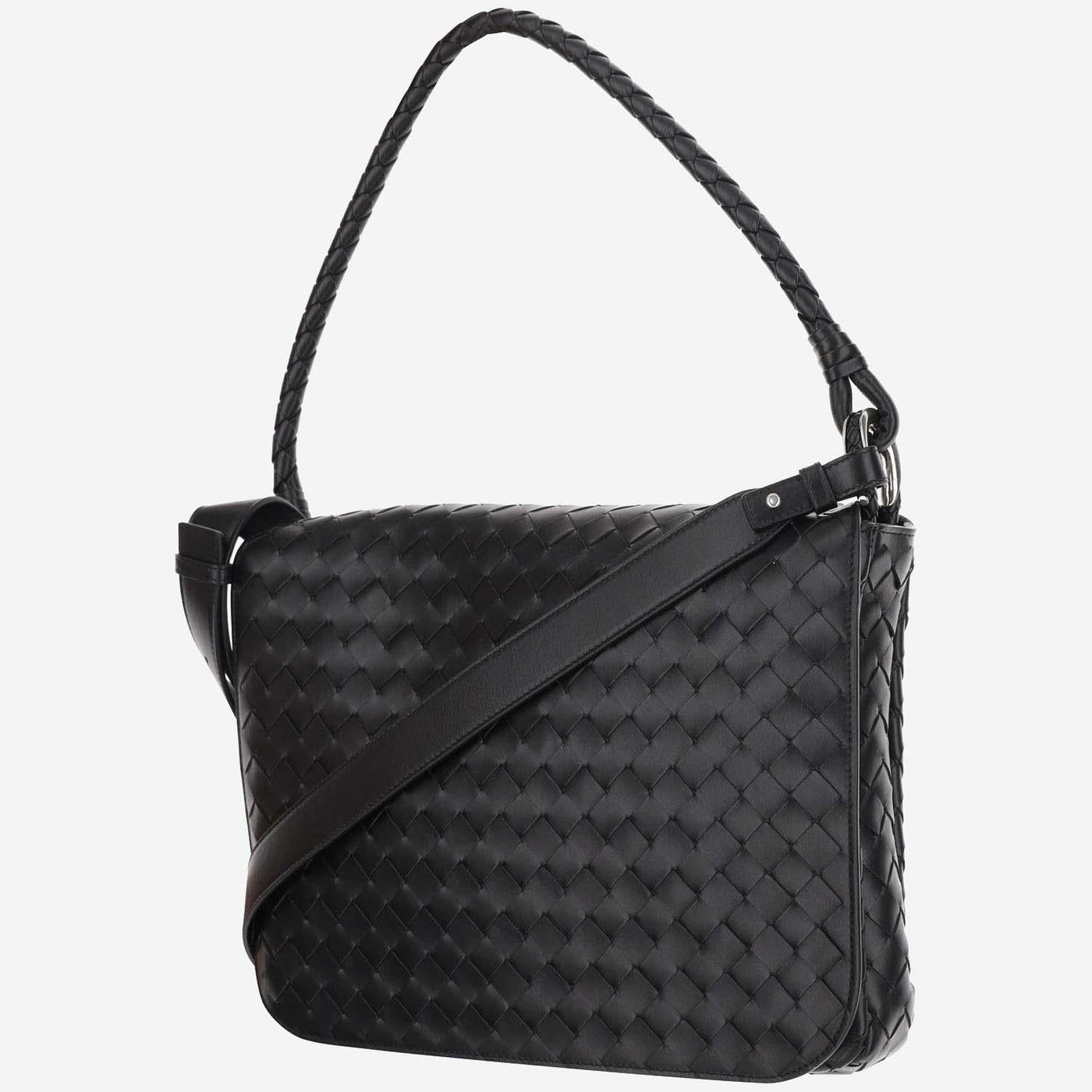 Bottega Veneta Swing Shoulder Bag — Black Leather