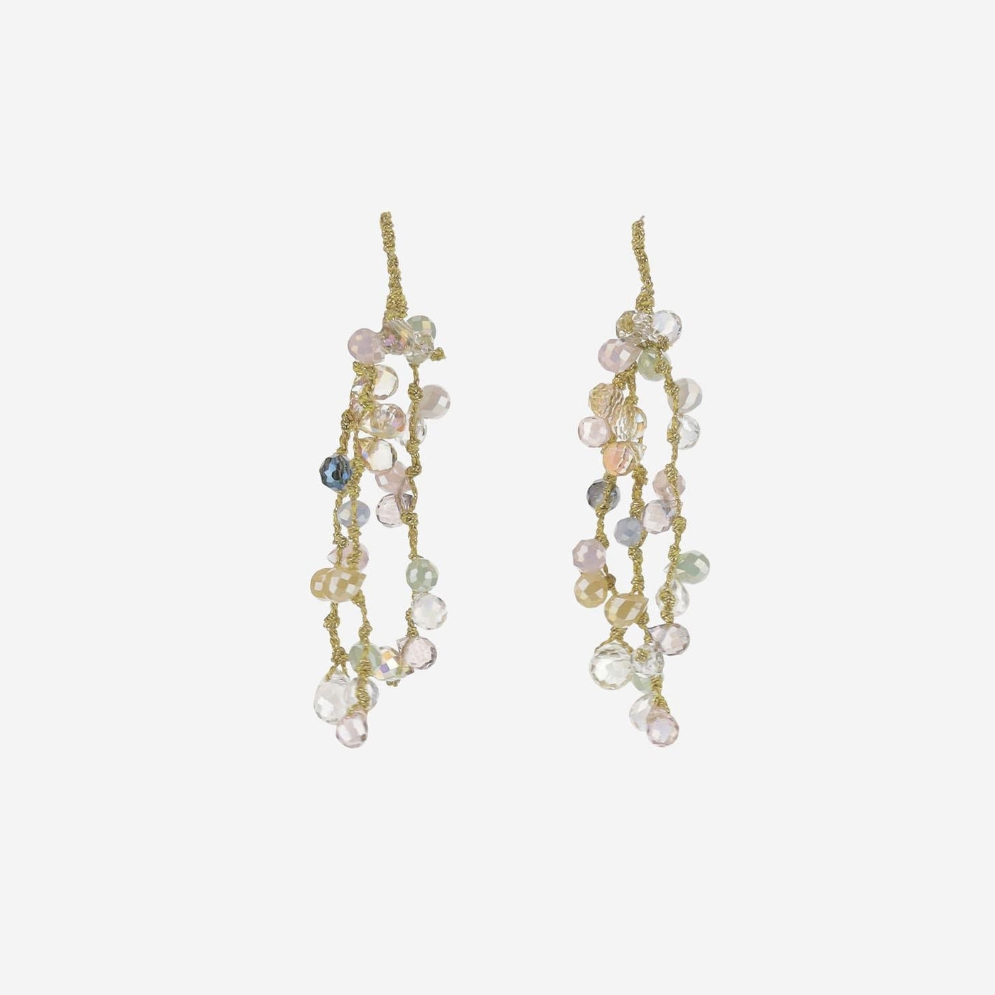 Mela Faceted Crystal Teardrop Earrings — Multicolor Natural Fibre