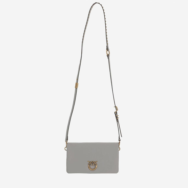 Pinko Smooth Leather Shoulder Bag — Grey
