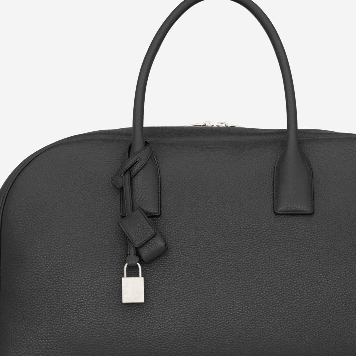 Saint Laurent Hammered Calfskin Top Handle Bag — Black Leather