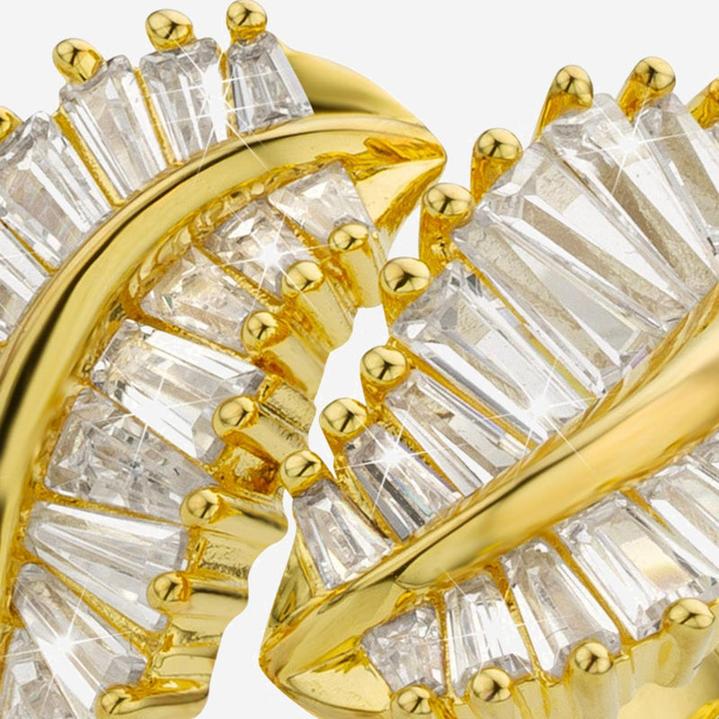 Mya Bay Crystal-Embellished Leaf Ring — Gold Brass Rings