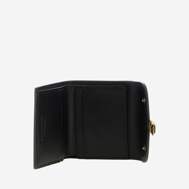 Pinko Leather Card Case Wallet — Black & Purses