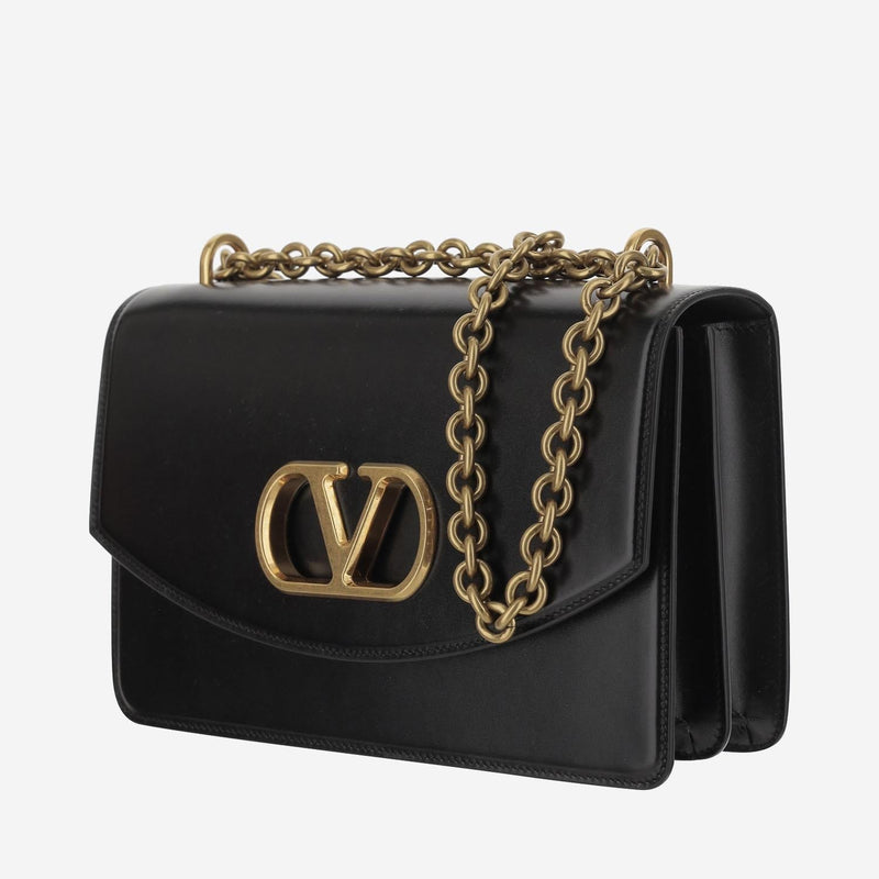 Valentino Garavani Vain Shoulder Bag — Black Calfskin