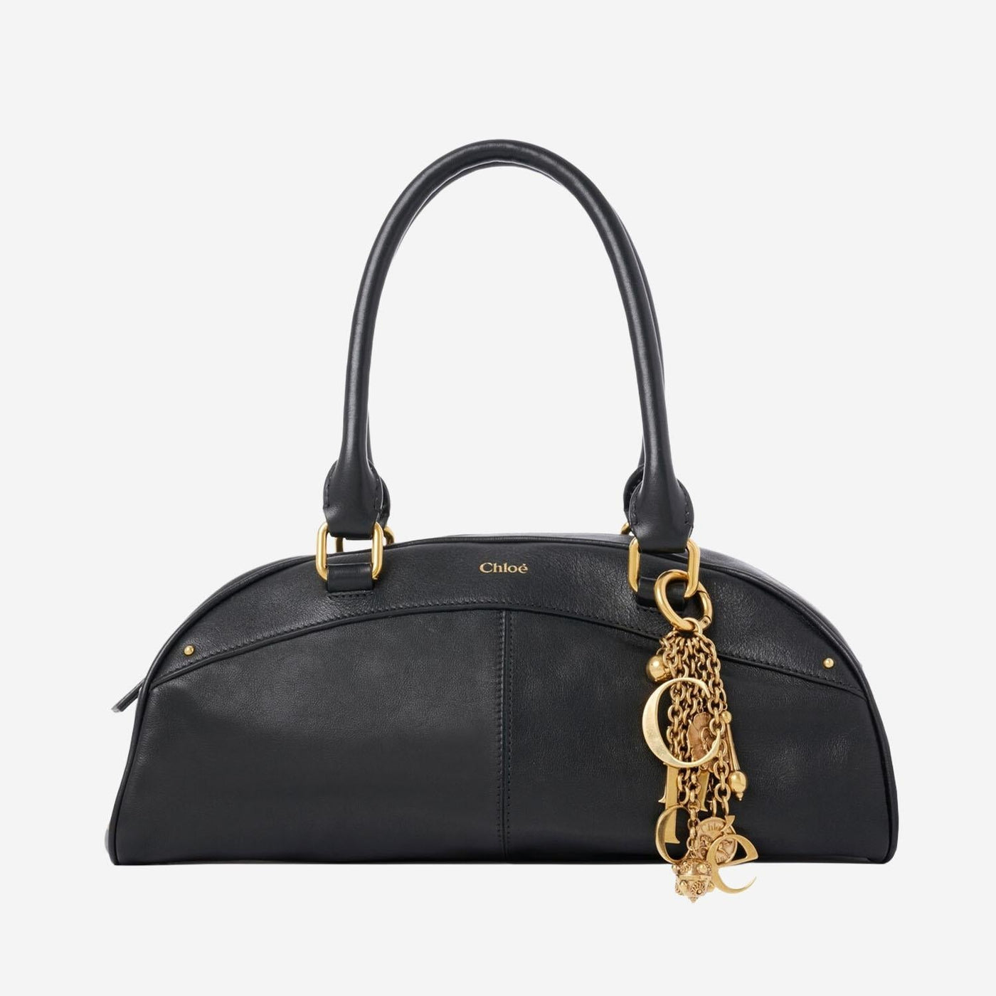 Chloé Leather Bowling Shoulder Bag — Black