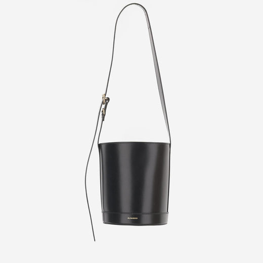 Jil Sander Calfskin Leather Bucket Bag — Black