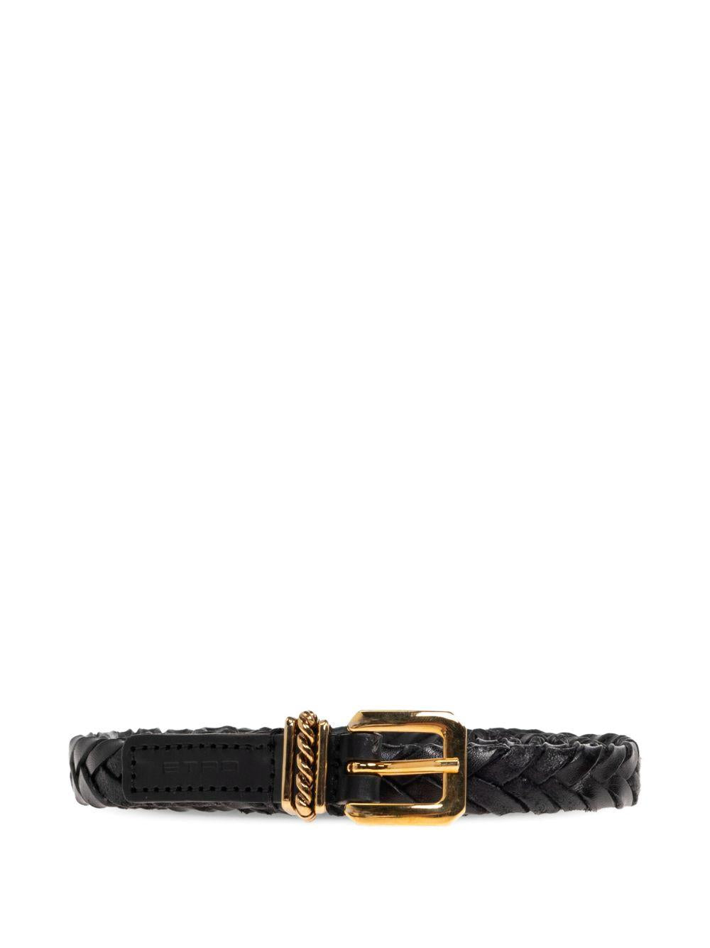 Etro Braided Cowhide Belt — Black