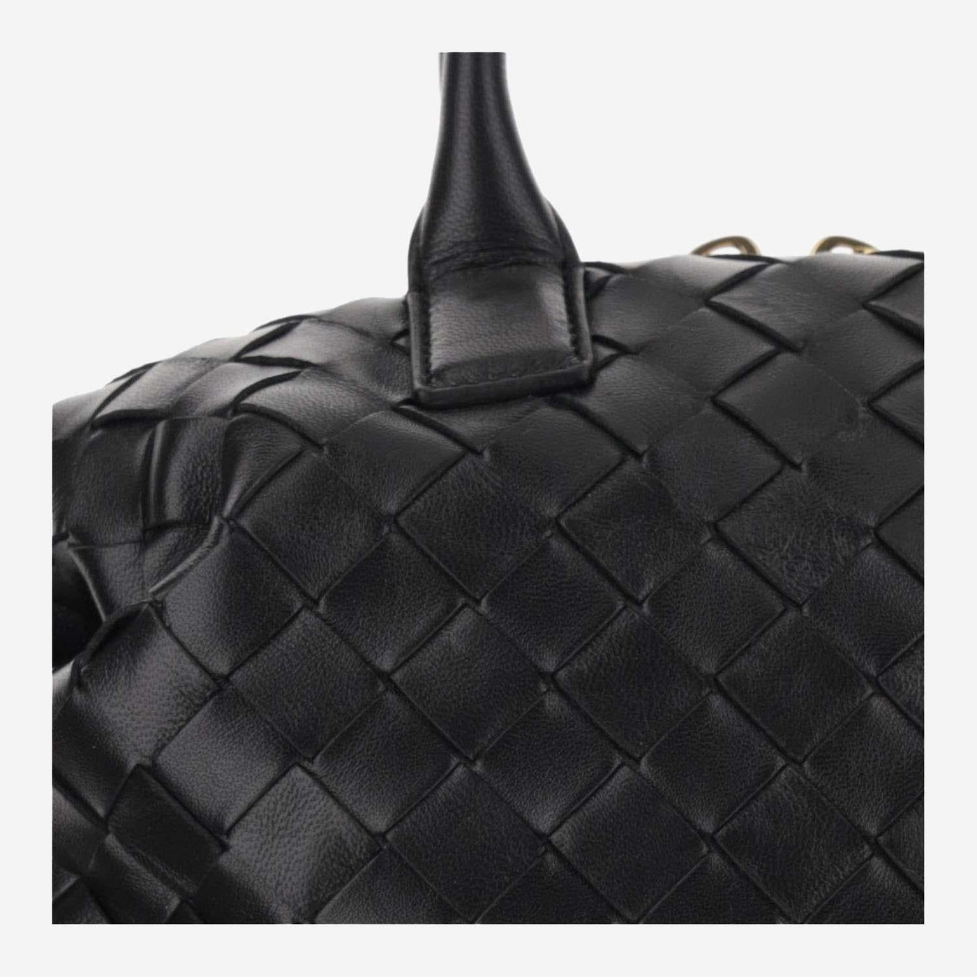 Bottega Veneta Top Handle Bag — Black Leather