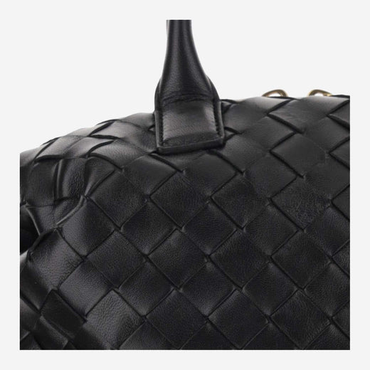 Bottega Veneta Top Handle Bag — Black Leather