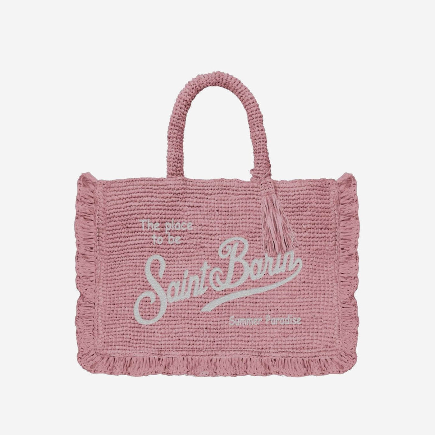 Mc2 Saint Barth Volant Shoulder Bag — Pink Raffia
