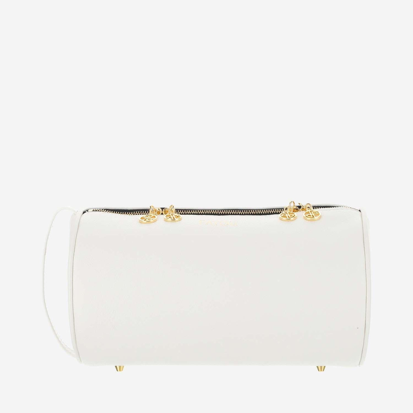 Patou Eco Leather Barrel Shoulder Bag — White Polyurethane