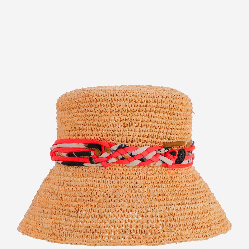 Maison Michel 1128008001 Raffia Hand-Woven Bucket Hat — Multicolor