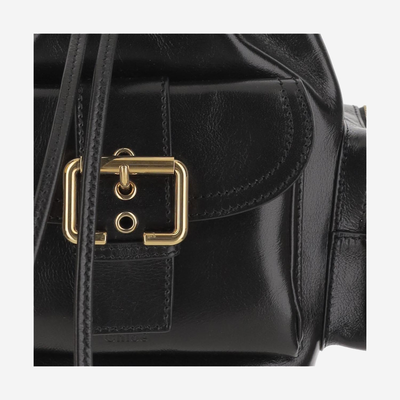 Chloé Polished Buffalo Leather Shoulder Bag — Black
