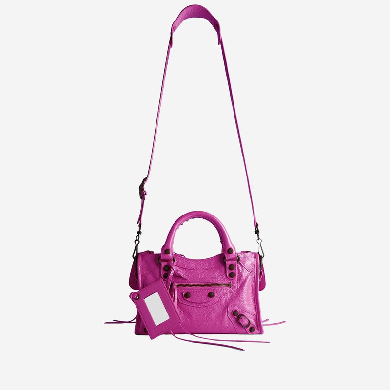 Balenciaga Top Handle Bag — Purple Lambskin Leather