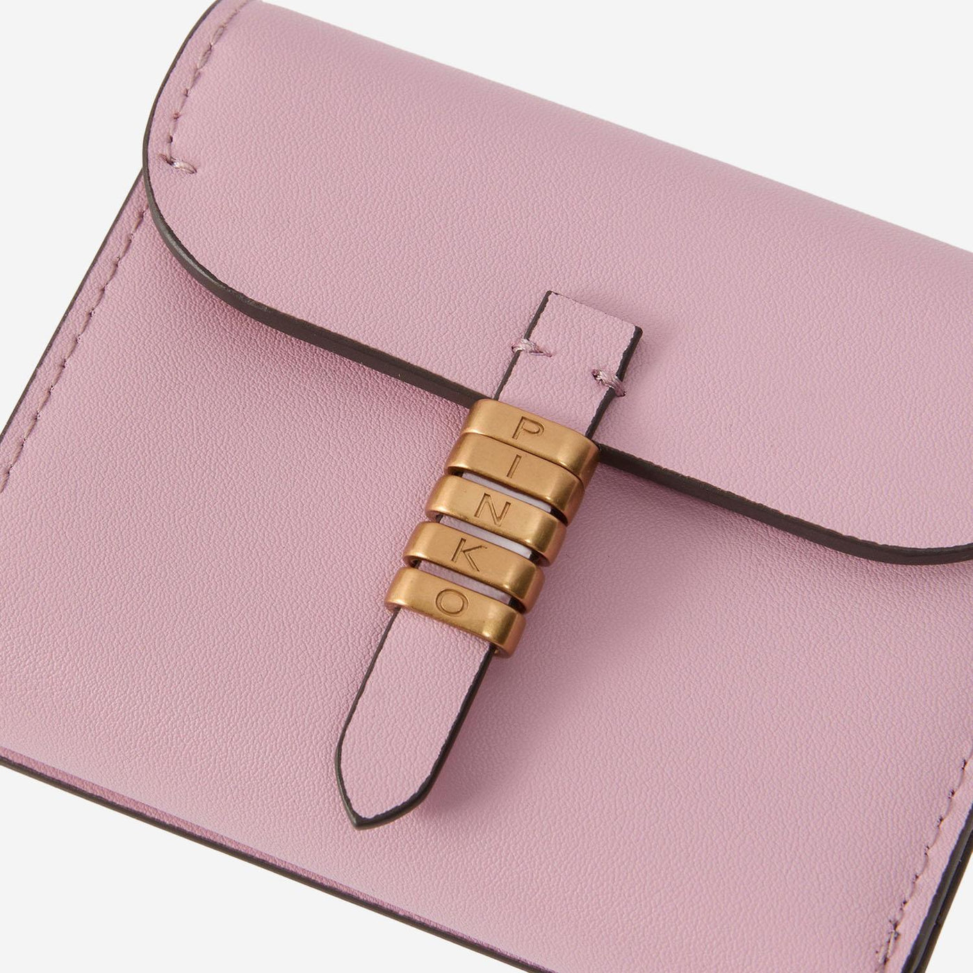 Pinko Leather With Logo Lettering Wallet — Pink