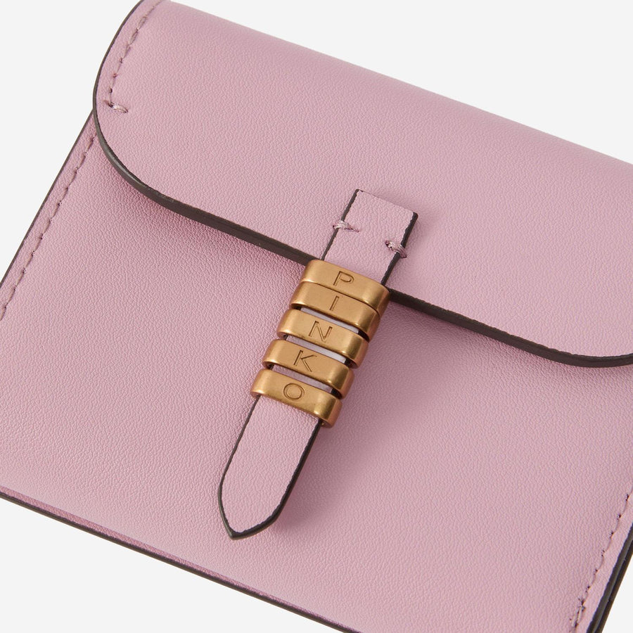 Pinko Leather With Logo Lettering Wallet — Pink