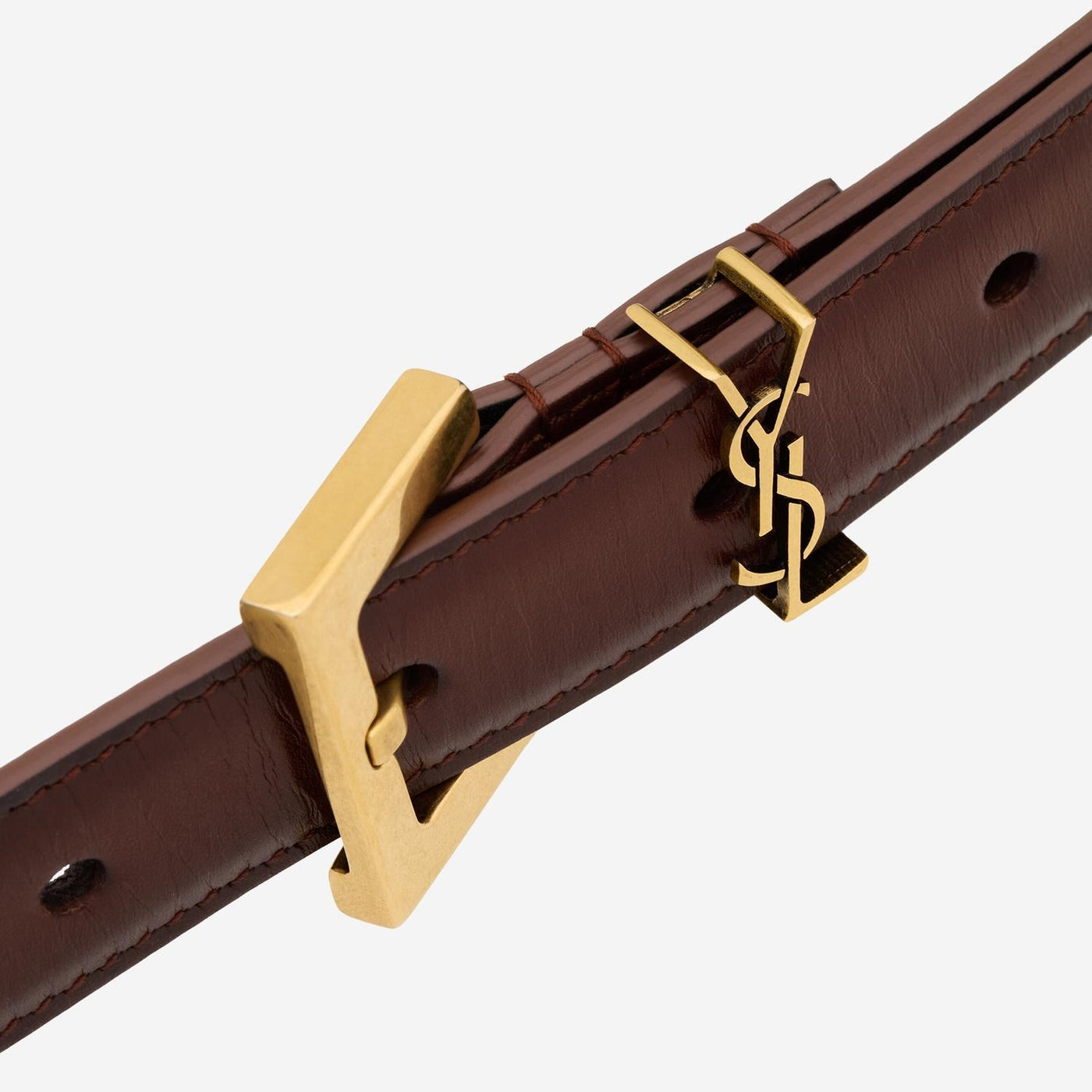 Saint Laurent Cassandre Belt — Brown Calfskin