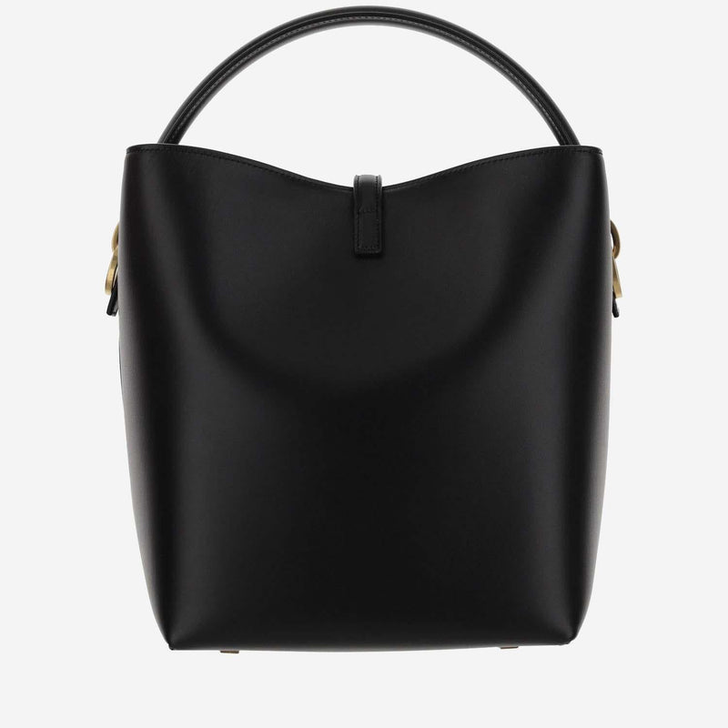 Saint Laurent Glossy Leather Shoulder Bag — Black