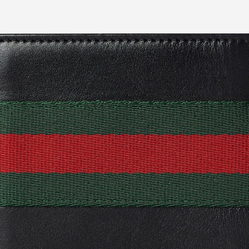 Gucci Web-Detail Leather Wallet — Black