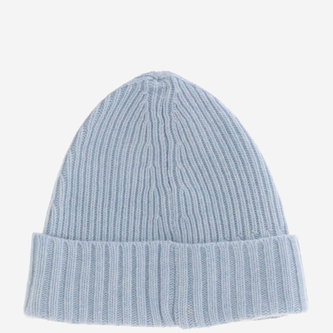 Stone Island N100003 Wool Blend Ribbed Beanie — Blue Beanies