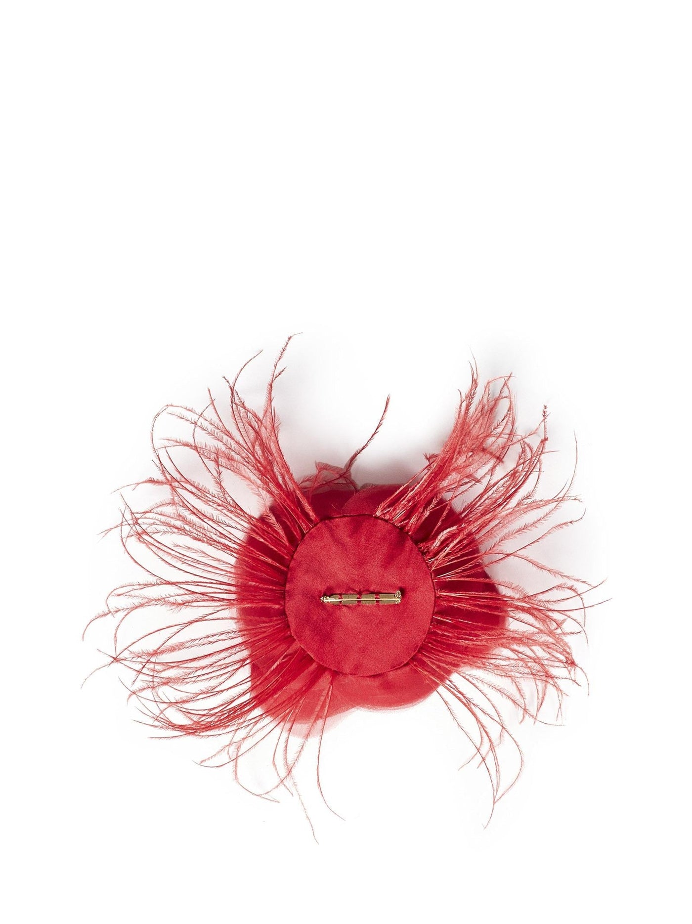Room76 Feather-Trimmed 3d Georgette Rose Hair Clip — Red Fabric Pins Claws & Clips